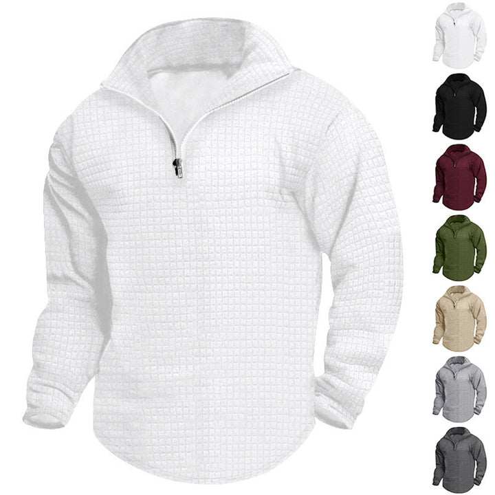 Herren Hochwertiger Fleece-Pullover mit Stehkragen und Reißverschluss Aliams