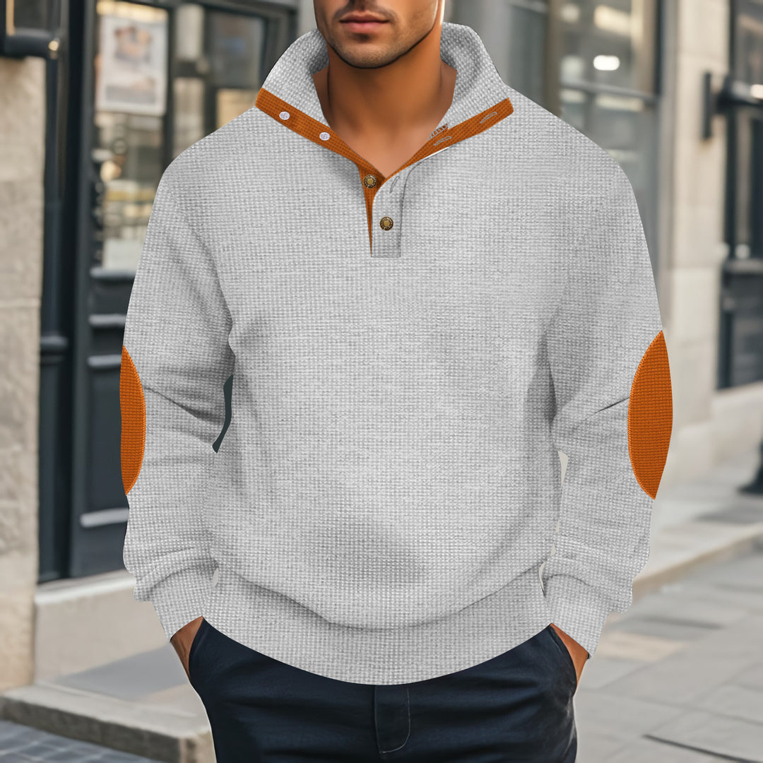 Herren Henley-Pullover mit strukturiertem Design und Kontrastakzenten Aliams