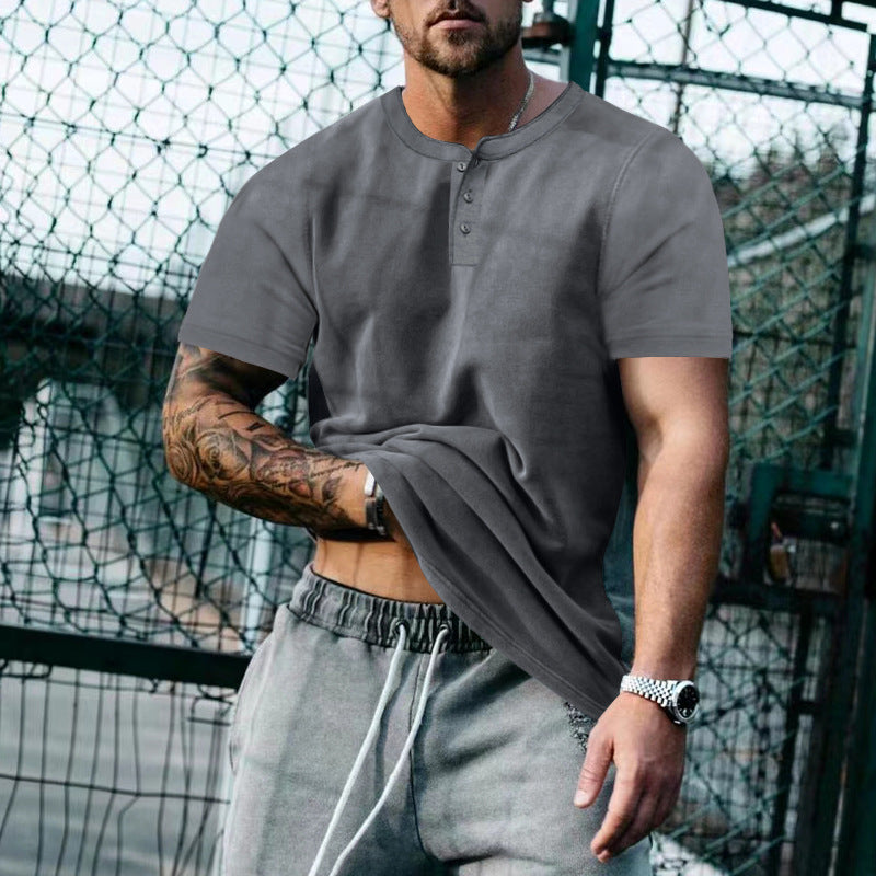 Herren Kurzarm-Hemd mit Knopfleiste und lässigem Schnitt Aliams