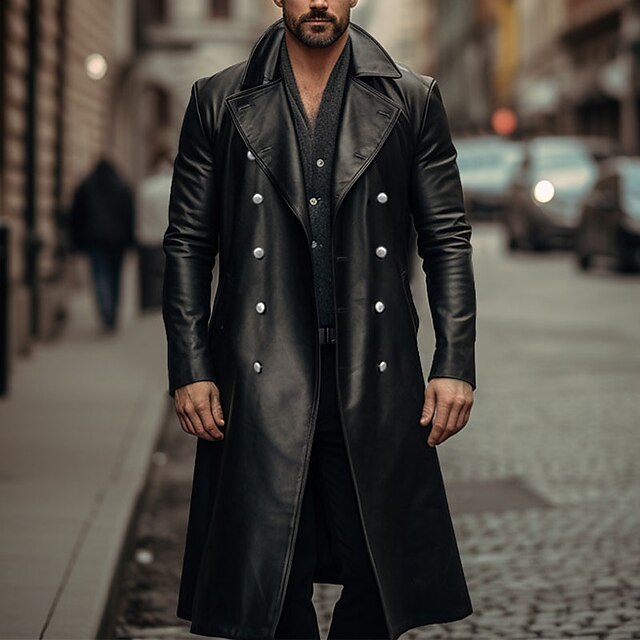 Herren Eleganter langer Trenchcoat aus hochwertigem Material Aliams