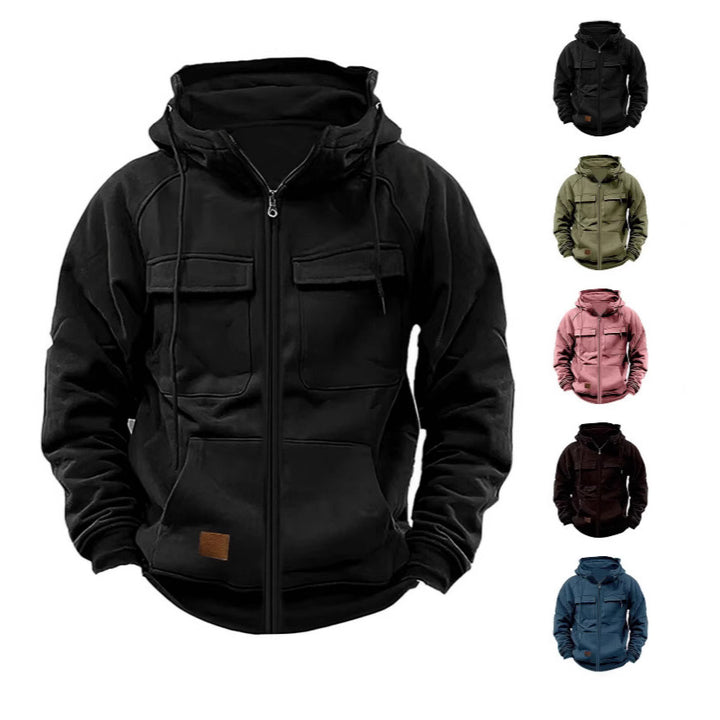 Herren Fleecejacke mit hohem Kragen und praktischen Taschen Aliams