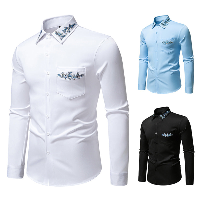 Herren Elegantes Hemd mit floralem Design und dezentem Stehkragen Aliams