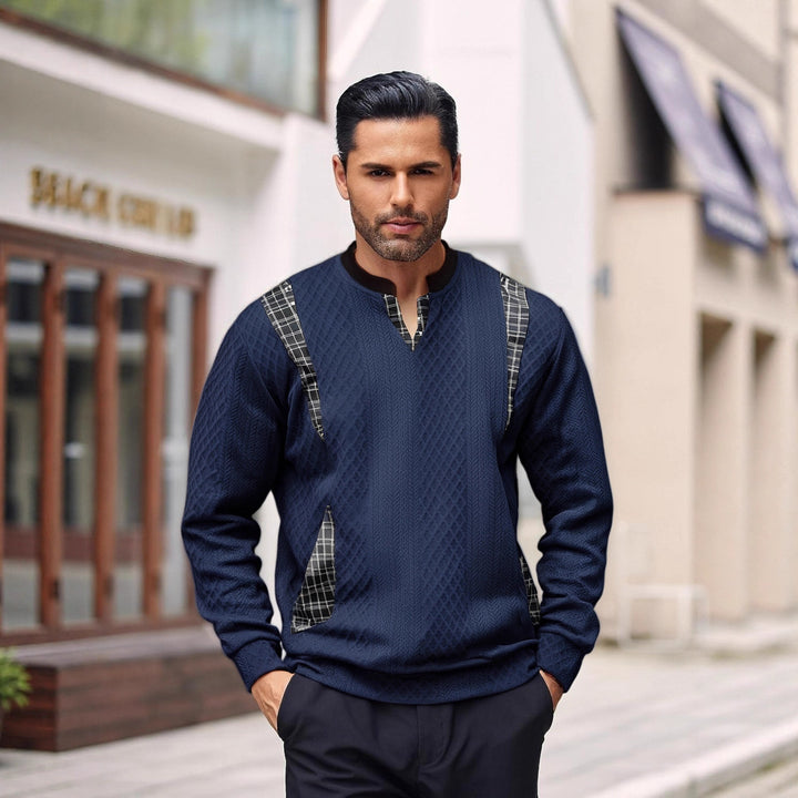 Herren Strickpullover mit modischen Karoelementen Aliams