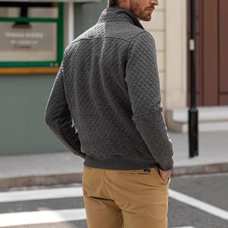 Herren Stepppullover mit modernem Kragen und praktischer Brusttasche Aliams