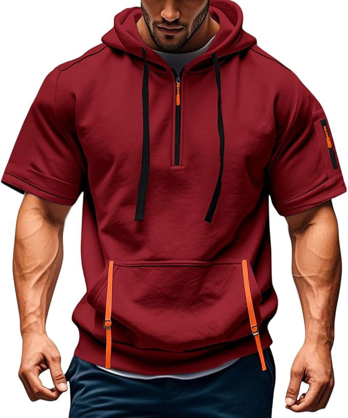 Herren Kurzarm-Hoodie mit praktischem Reißverschluss Aliams