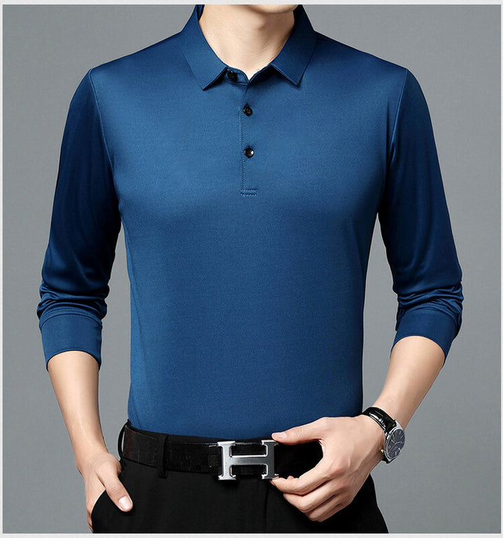 Herren atmungsaktives Langarm Poloshirt mit feuchtigkeitsregulierendem Material Aliams