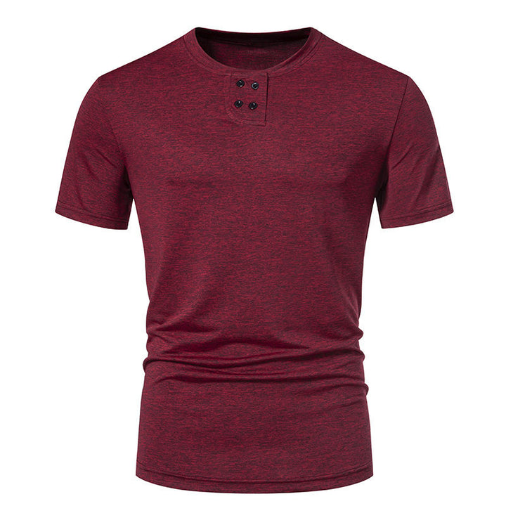 Herren Kurzarm-Henley-T-Shirt mit modischem Knopfdesign und atmungsaktiver Baumwollqualität Aliams