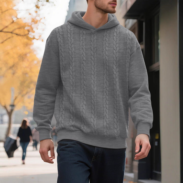 Herren Hoodie mit strukturiertem Strickmuster und modischen Akzenten Aliams
