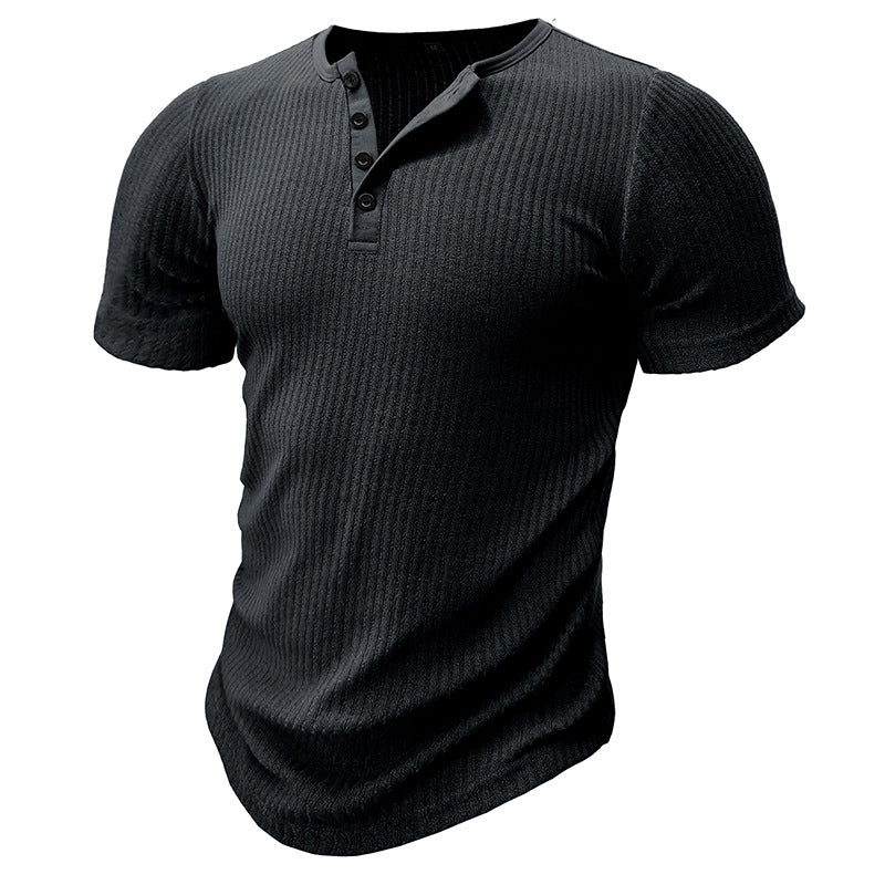 Herren Kurzarm Henley-Shirt mit strukturiertem Design und stylisher Knopfleiste Aliams