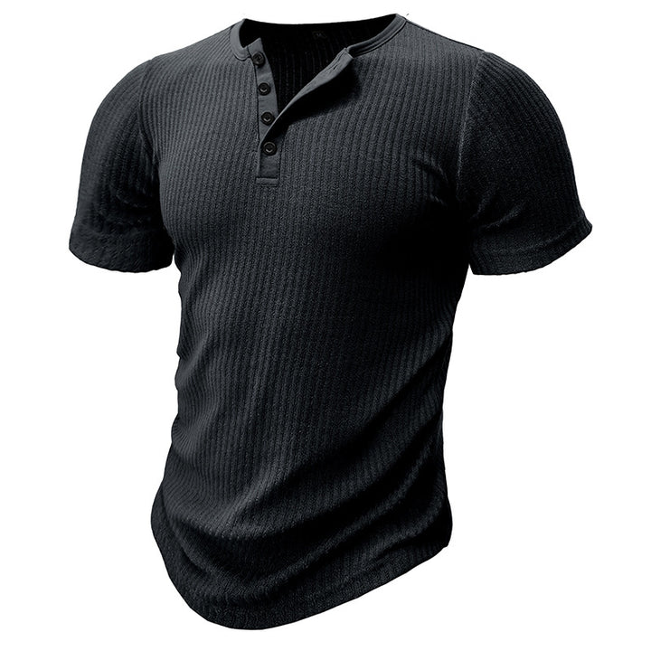 Herren Kurzarm Henley-Shirt mit strukturiertem Design und stylisher Knopfleiste Aliams