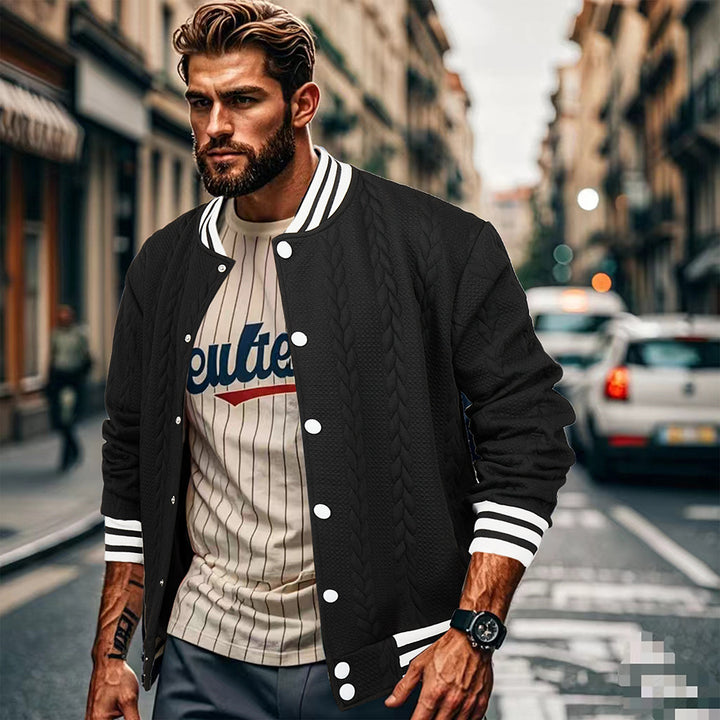 Herren Sportswear-Bomberjacke mit strukturiertem Design und Kontraststreifen Aliams