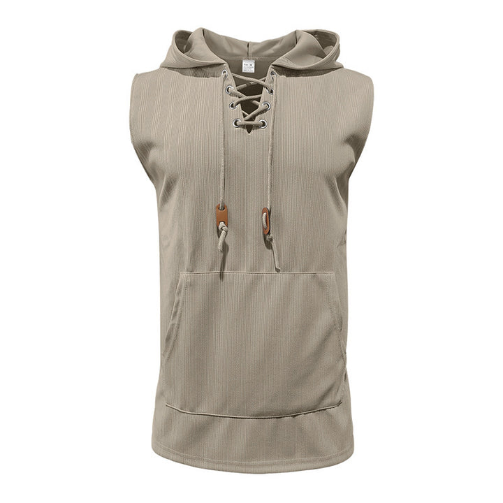 Herren ärmelloses Hoodie-Shirt mit praktischer Kängurutasche Aliams