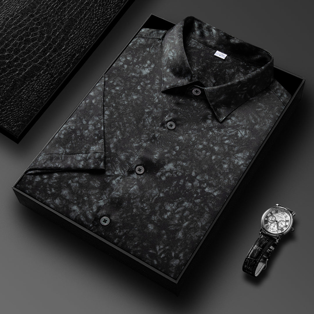 Herren Kurzarmhemd mit eleganter Marmor-Optik Aliams