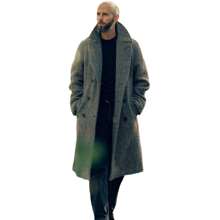 Herren Wollmantel mit schickem Fischgrätmuster Aliams