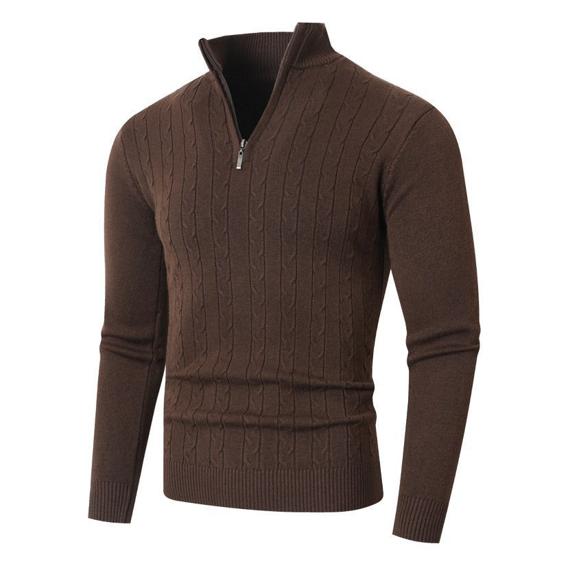 Herren Strickpullover mit modernem Zopfmuster und hohem Kragen Aliams