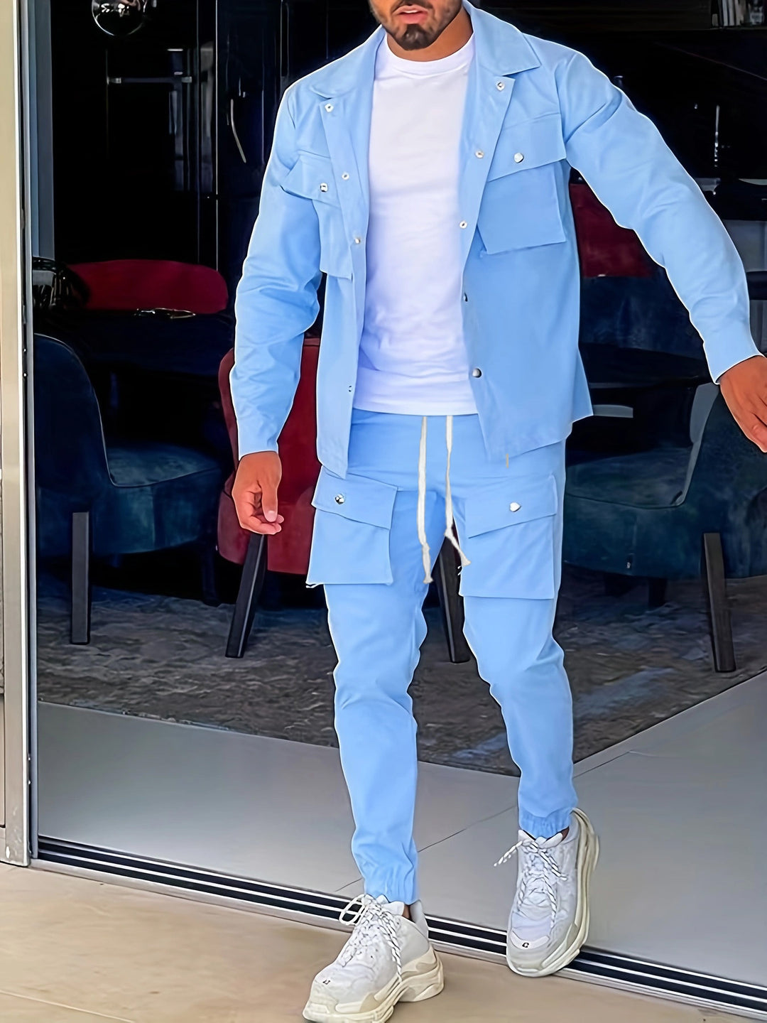 Herren bequeme Cargo-Hose und Jacke Set Aliams