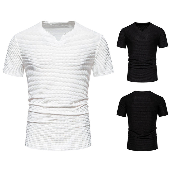 Herren Kurzarm T-Shirt mit strukturiertem Wellenmuster Aliams