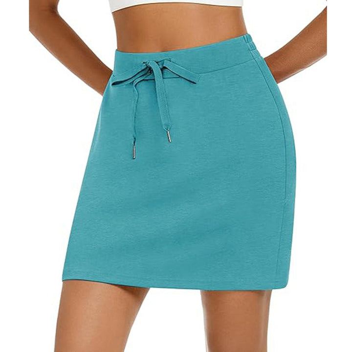 Damen Sportlicher Minirock mit Verstellbarem Kordelzug und Seitlichen Taschen Aliams