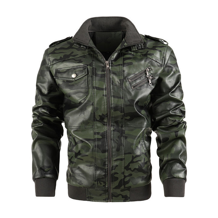 Herren Camouflage Lederjacke im Urbanen Stil Aliams