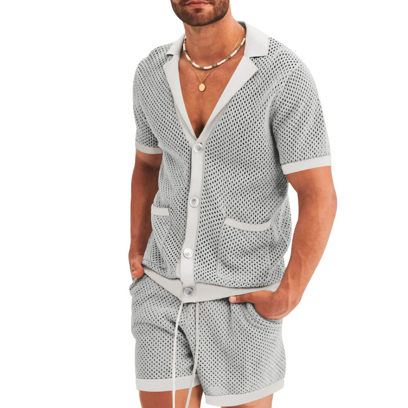 Herren atmungsaktives Künstler-Shorts-Set mit strukturiertem Design Aliams