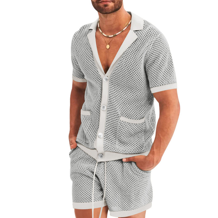 Herren atmungsaktives Künstler-Shorts-Set mit strukturiertem Design Aliams
