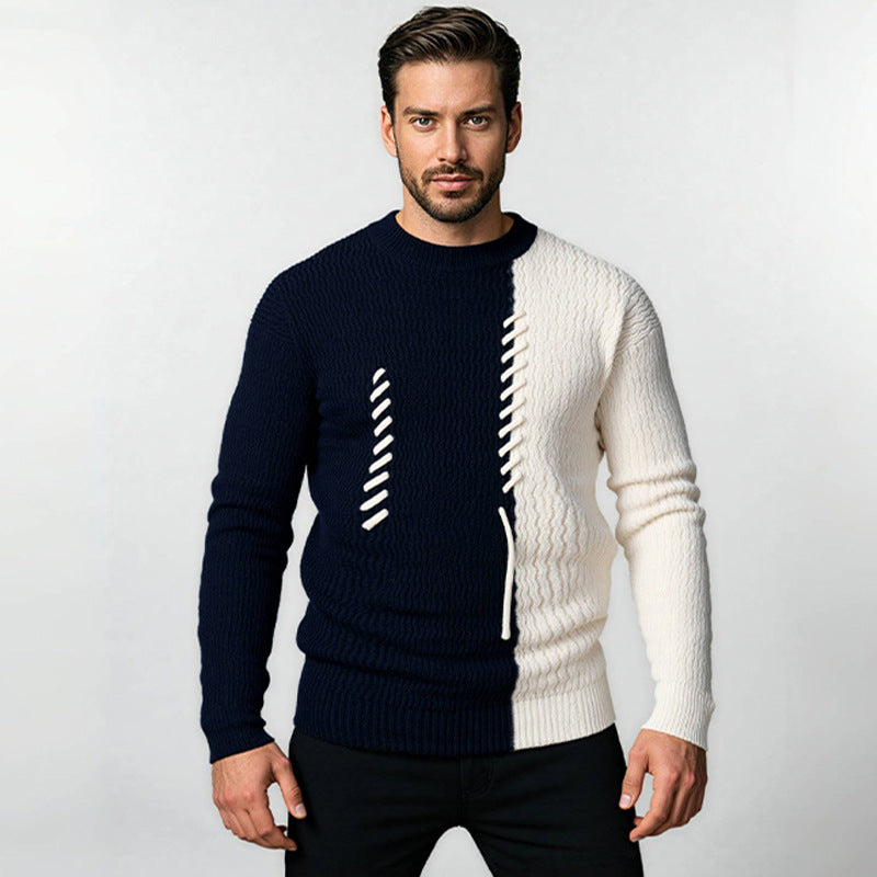 Herren Strickpullover mit modernem Struktur-Design und kontrastierenden Mustern Aliams