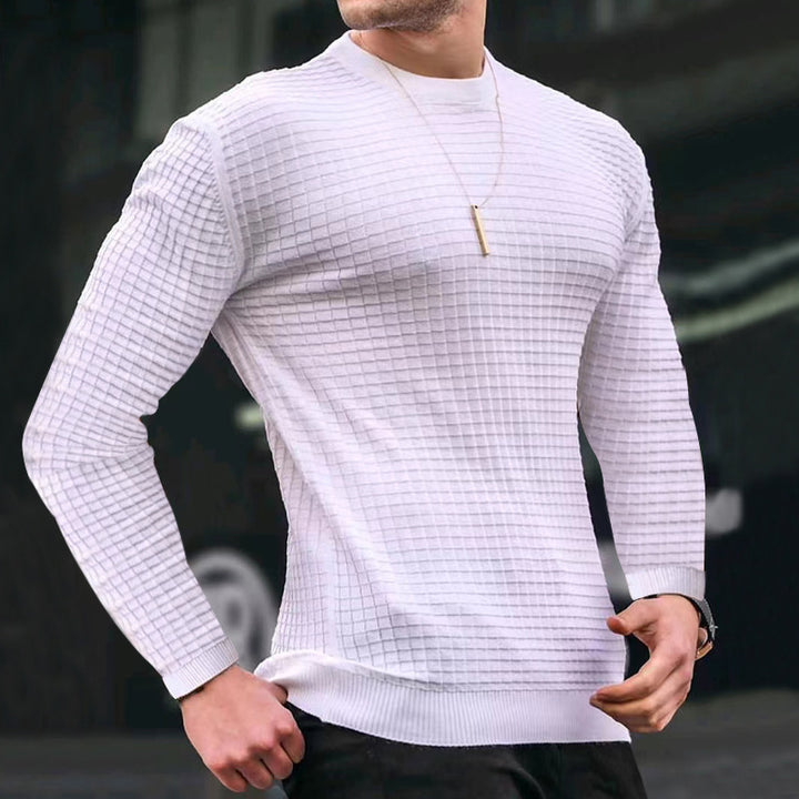 Herren strukturiertes Langarmshirt mit Rundhalsausschnitt Aliams