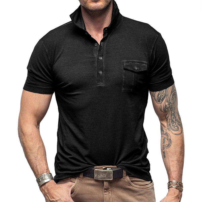 Herren Poloshirt mit modischem Stehkragen und praktischer Brusttasche Aliams