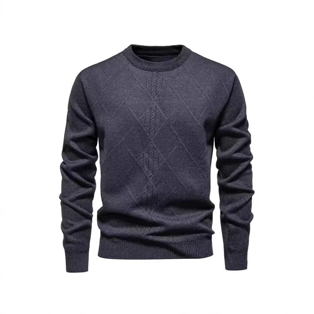 Herren Strickpullover mit strukturiertem Rautenmuster und klassischem Rundhalsausschnitt Aliams