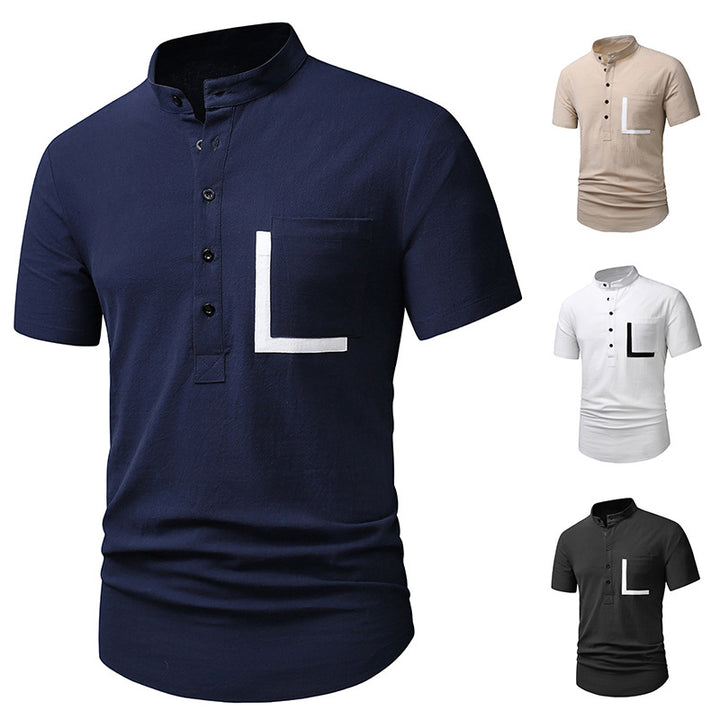 Herren Kurzarm-Henley-Shirt mit praktischem Knopfverschluss Aliams