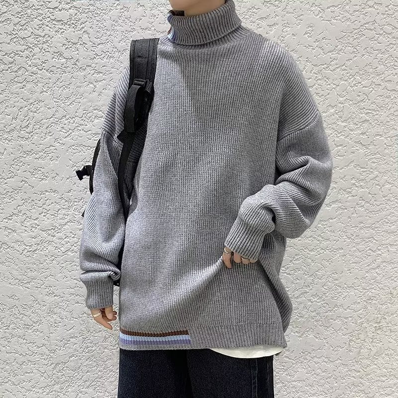 Herren Strickpullover mit hohem Kragen und modernen Rippendetails Aliams