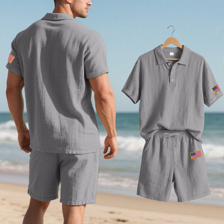 Herren Poloshirt mit Shorts im lässigen Strandlook Aliams