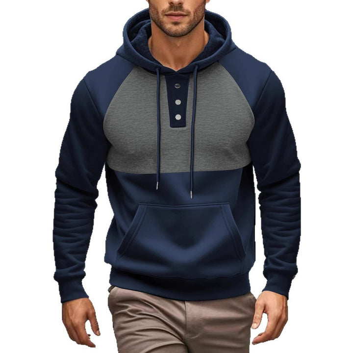 Herren Hoodie mit modernem Knopfverschluss und gestreiftem Design Aliams