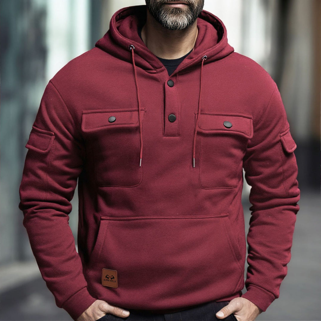 Herren Fleece-Hoodie mit praktischen Brusttaschen Aliams