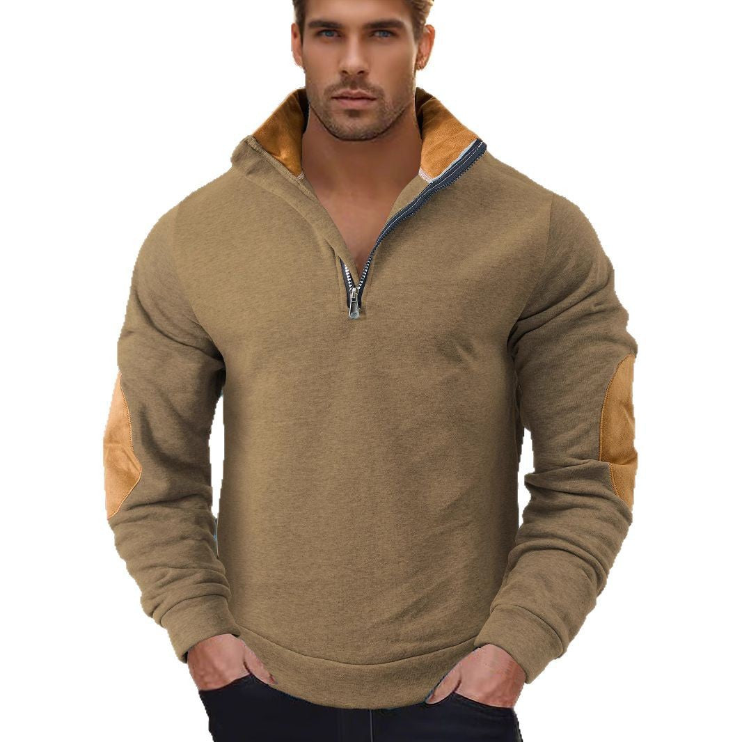 Herren Fleece-Pullover mit hohem Kragen und eleganten Akzenten Aliams