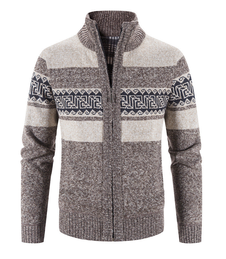 Herren gemütlicher Strickjacke mit Zip-Kragen Aliams