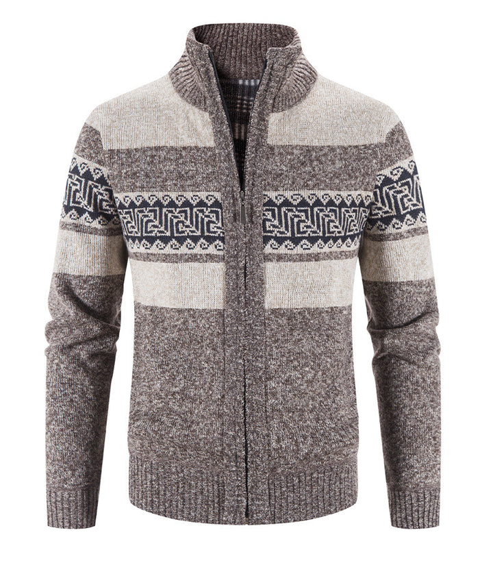 Herren gemütlicher Strickjacke mit Zip-Kragen Aliams