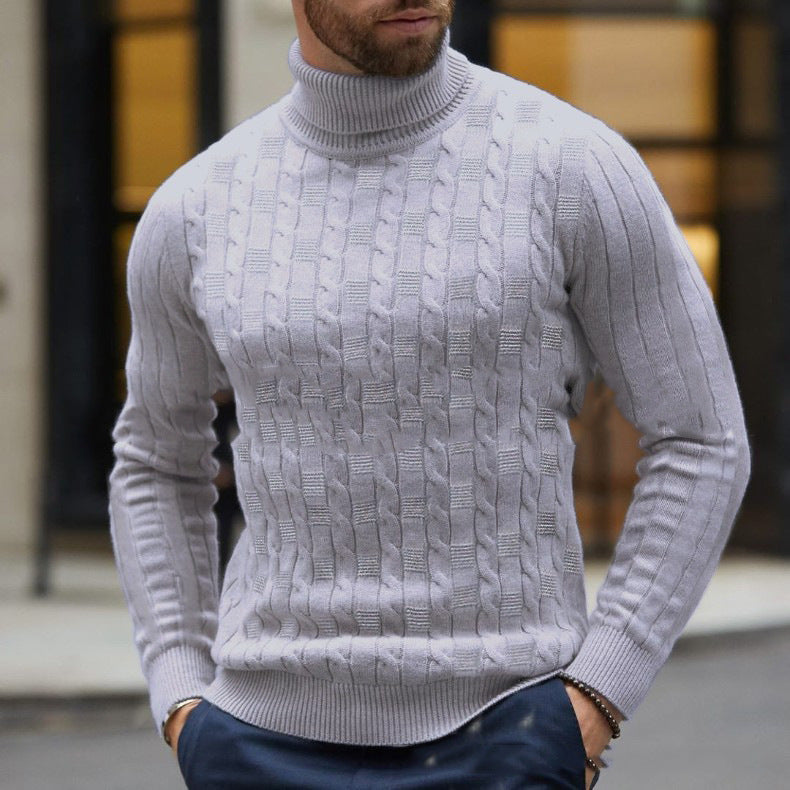 Herren Strickpullover mit schickem Rollkragen und strukturiertem Muster Aliams