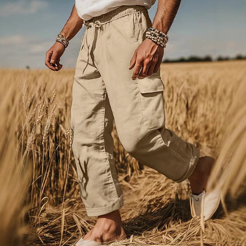 Herren Cargo-Hose mit vielseitigen Taschen und verstellbarem Bund Aliams