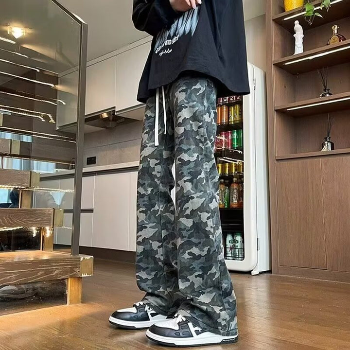 Herren weite Cargohose mit modischem Camouflage-Muster und verstellbarem Bund Aliams