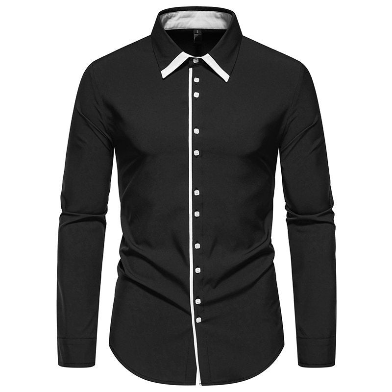 Herren elegantes Slim-Fit Hemd mit kontrastierendem Kragen und hochwertigen Stoffdetails Aliams