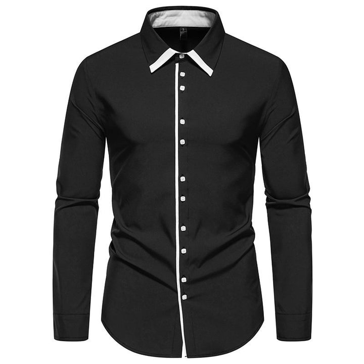 Herren elegantes Slim-Fit Hemd mit kontrastierendem Kragen und hochwertigen Stoffdetails Aliams