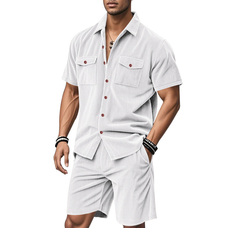 Herren elegantes Kurzarmhemd und kurze Hose Set Aliams