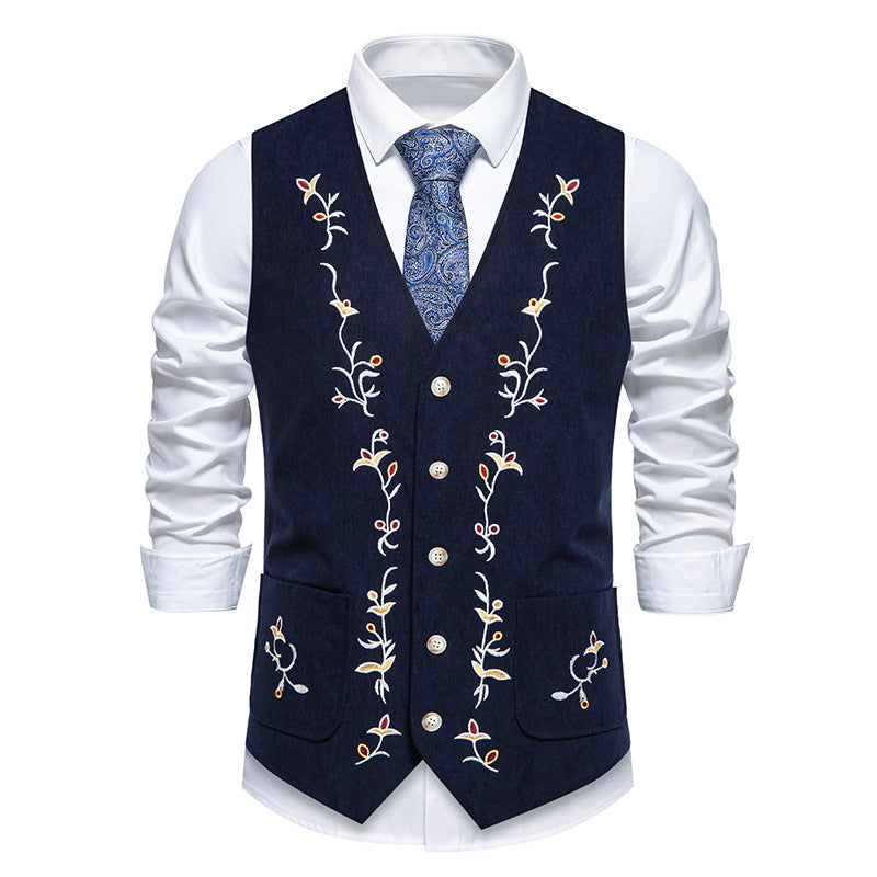 Herren elegante Weste mit floralem Stickdesign Aliams