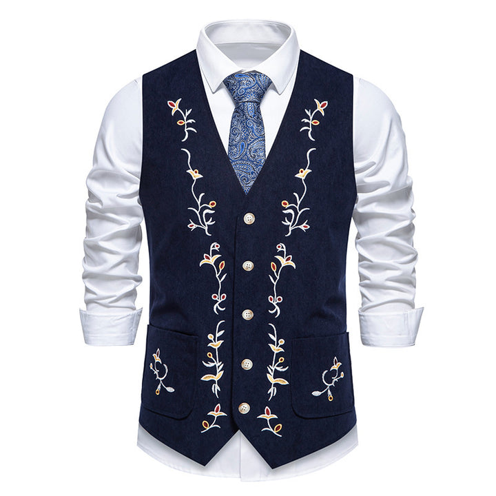 Herren elegante Weste mit floralem Stickdesign Aliams