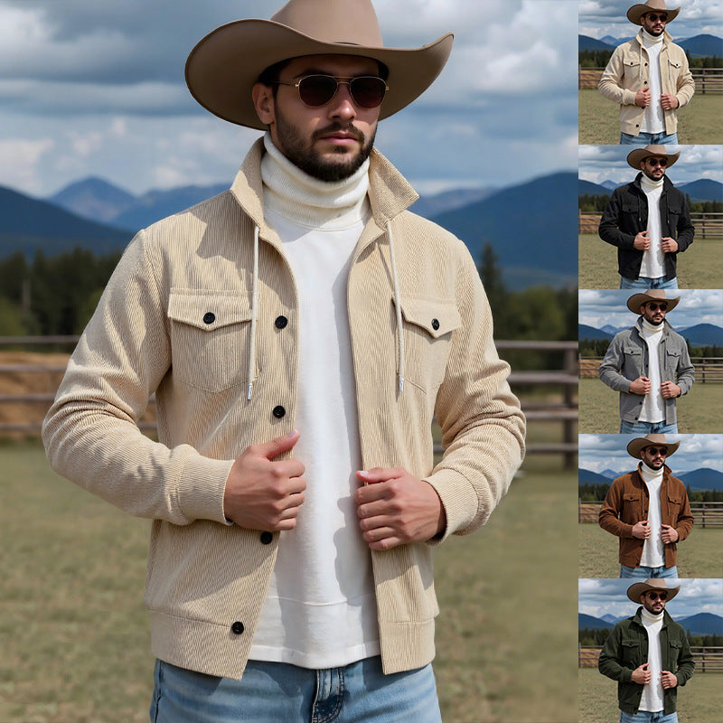 Herren Cordjacke mit praktischen Brusttaschen und Kordelzug Aliams