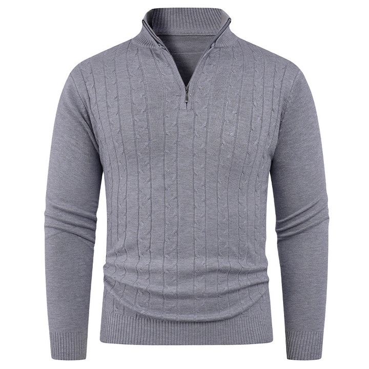 Herren Strukturierter Pullover mit ZIP-Kragen Aliams