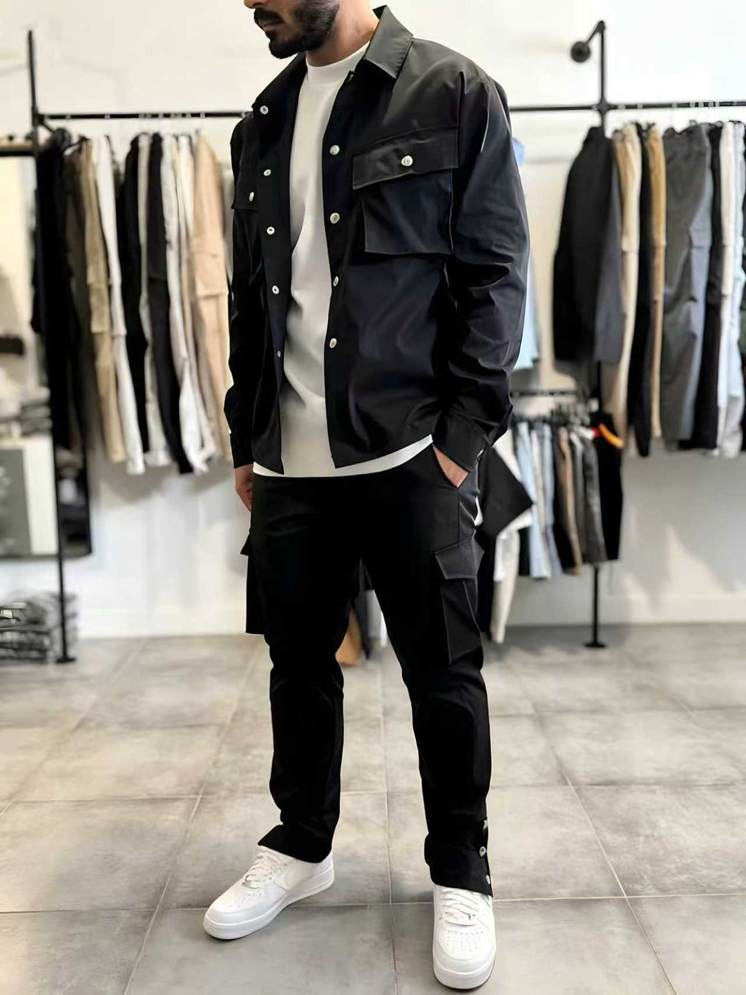 Herren funktionale Freizeitjacke mit Cargo-Hose Set Aliams