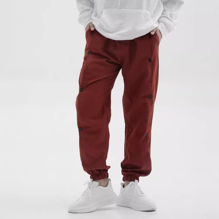 Herren Stylische Cargo-Hose mit praktischen Knöpfen und elastischem Bund Aliams