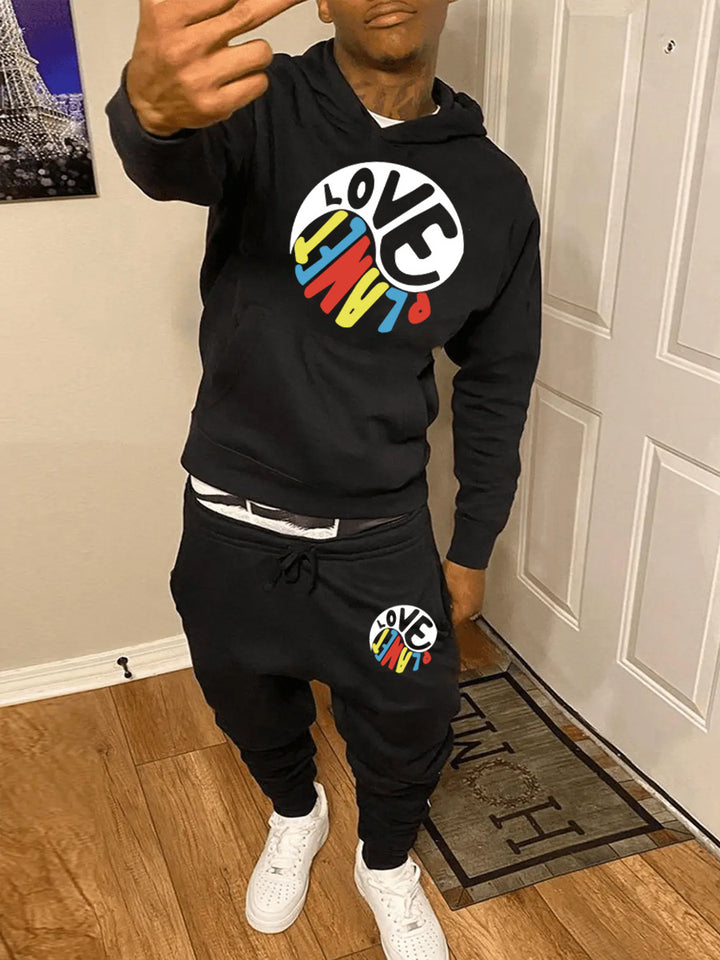 Herren Hoodie und Jogginghose Set mit kreativem Print Aliams